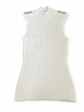 RAFIANA White Ribbed Knit Top